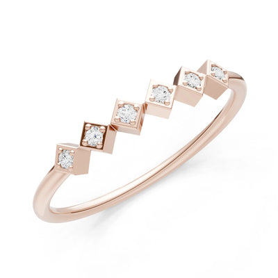Round Gemstone Dainty Hex Station Band