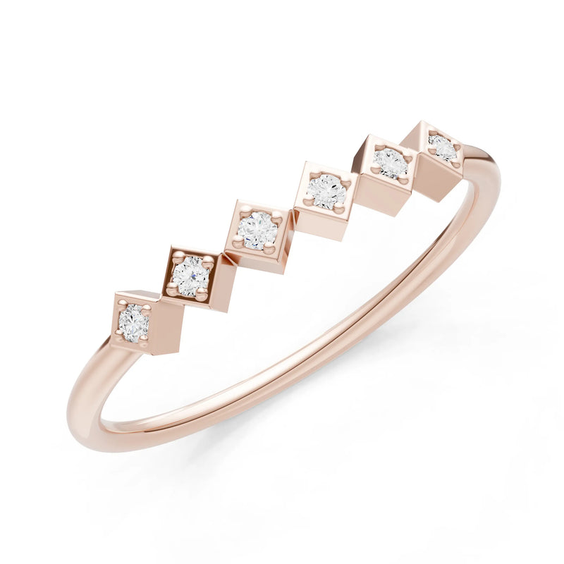 Round Gemstone Dainty Hex Station Band