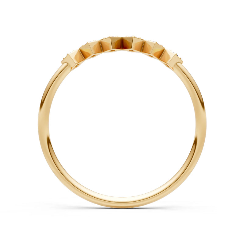 Round Gemstone Dainty Hex Station Band