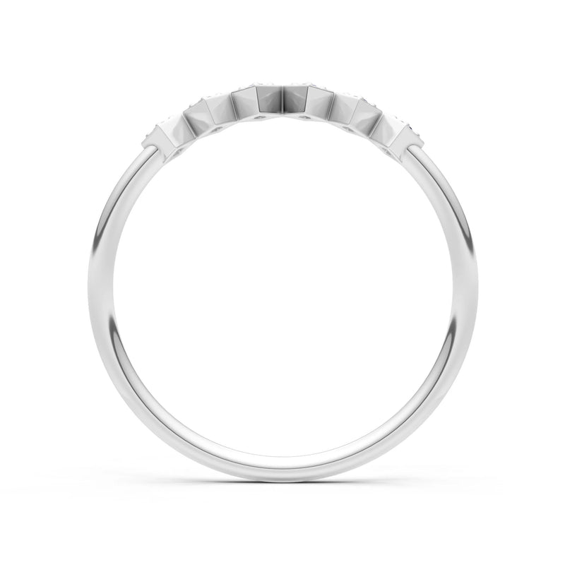 Round Gemstone Dainty Hex Station Band