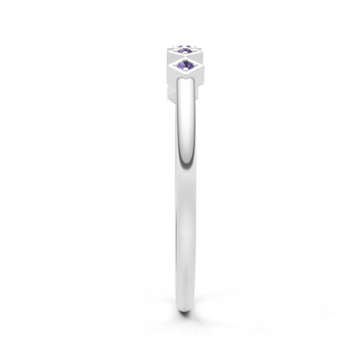 Round Gemstone Dainty Hex Station Band