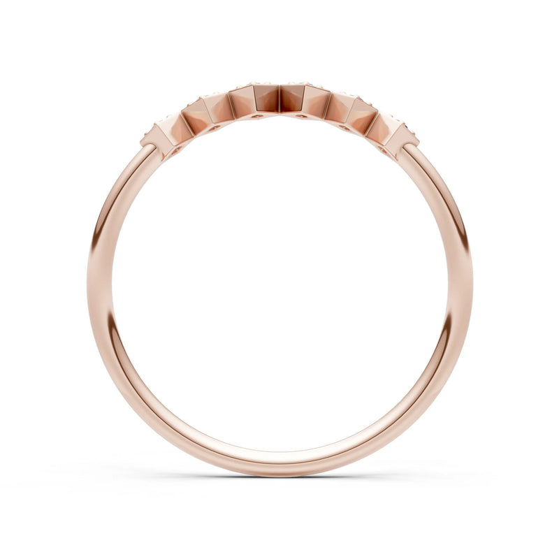 Round Gemstone Dainty Hex Station Band