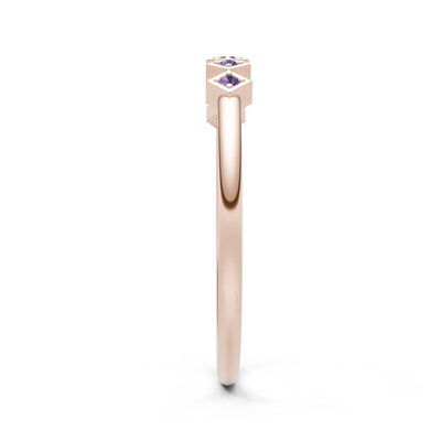 Round Gemstone Dainty Hex Station Band