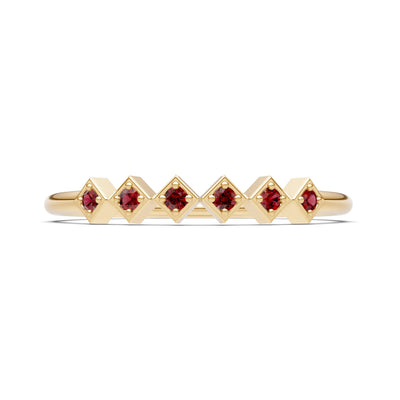 Round Gemstone Dainty Hex Station Band