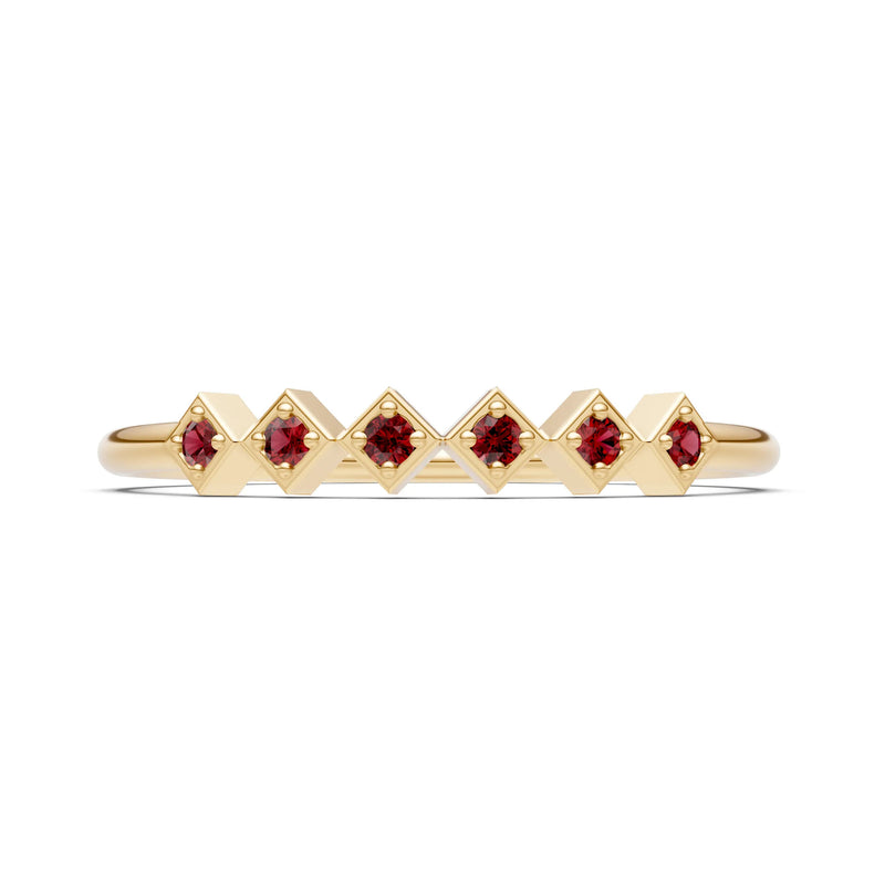 Round Gemstone Dainty Hex Station Band