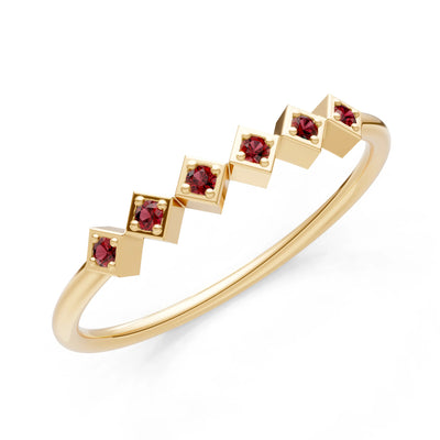 Round Gemstone Dainty Hex Station Band