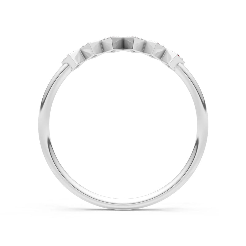 Round Gemstone Dainty Hex Station Band