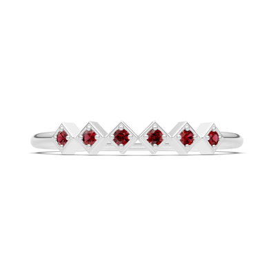 Round Gemstone Dainty Hex Station Band
