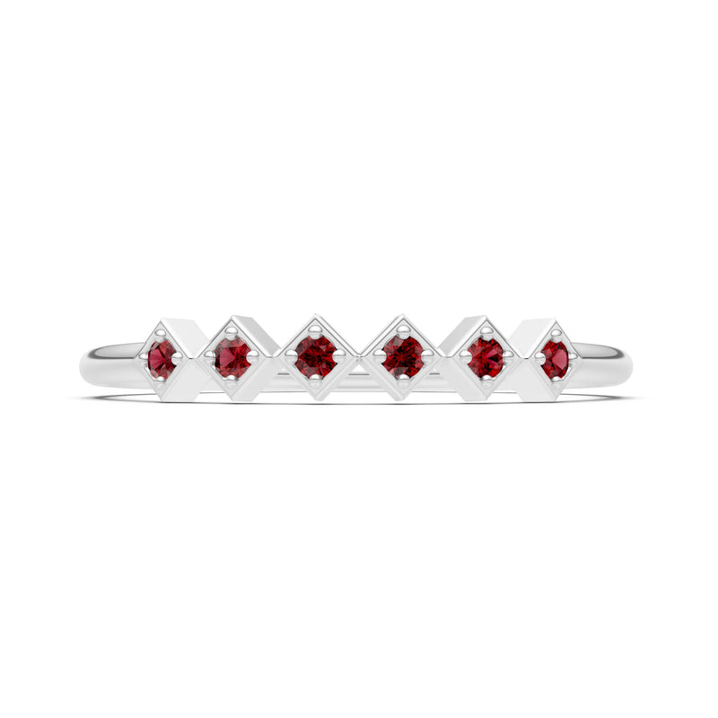 Round Gemstone Dainty Hex Station Band
