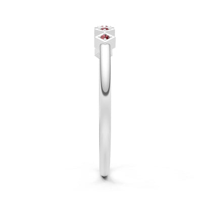 Round Gemstone Dainty Hex Station Band