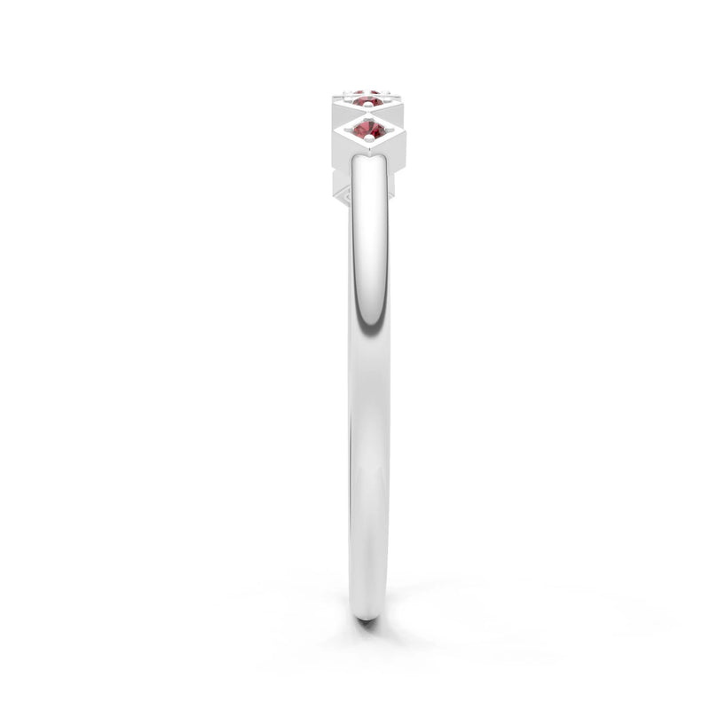 Round Gemstone Dainty Hex Station Band