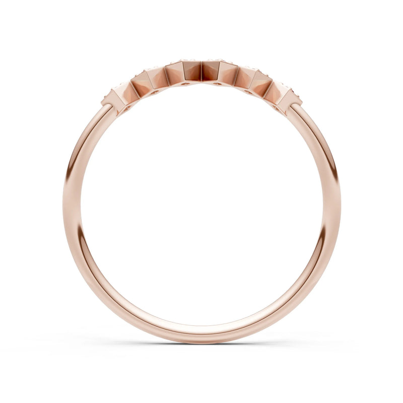 Round Gemstone Dainty Hex Station Band