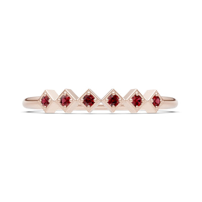 Garnet Dainty Hex Station Round Cut Band