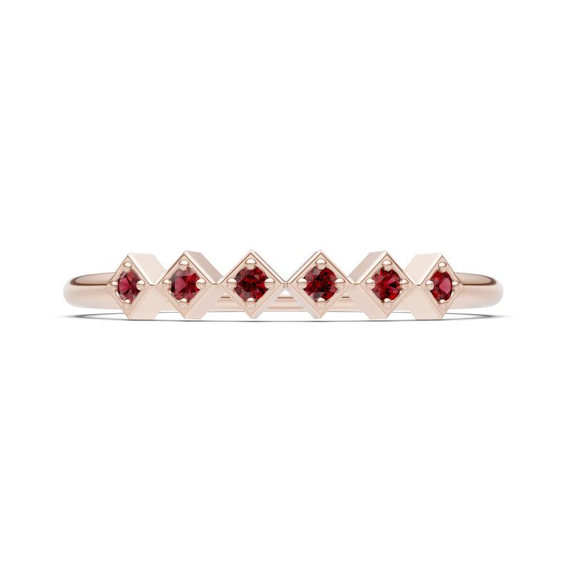 Round Gemstone Dainty Hex Station Band