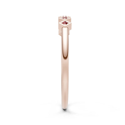 Round Gemstone Dainty Hex Station Band