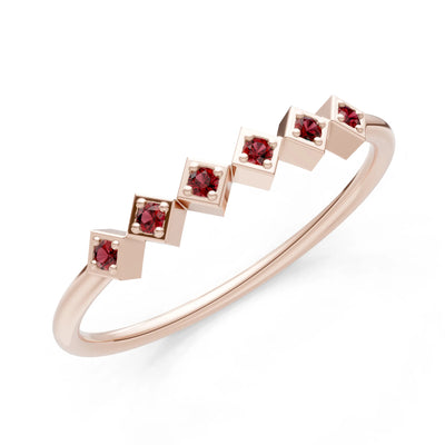 Round Gemstone Dainty Hex Station Band