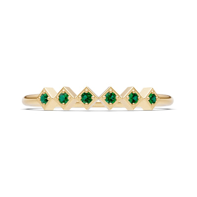 Round Gemstone Dainty Hex Station Band