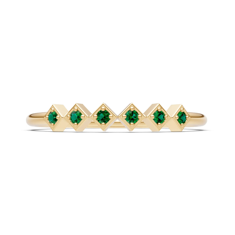 Round Gemstone Dainty Hex Station Band