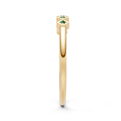Round Gemstone Dainty Hex Station Band