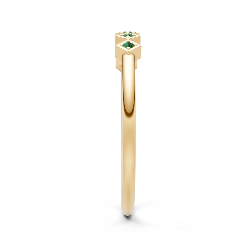 Round Gemstone Dainty Hex Station Band