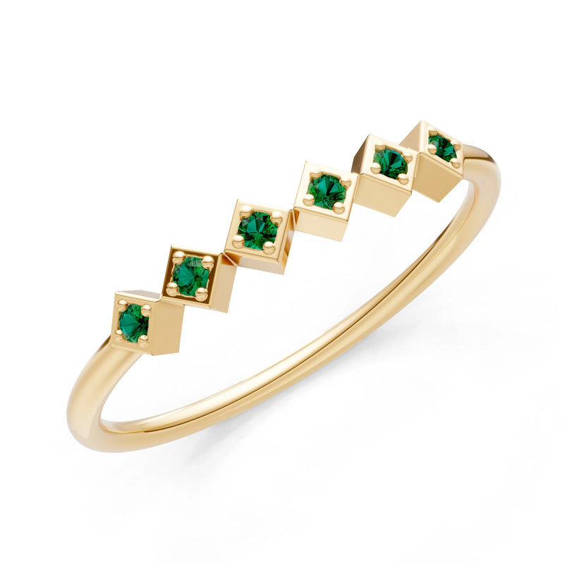 Round Gemstone Dainty Hex Station Band