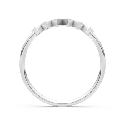 Round Gemstone Dainty Hex Station Band