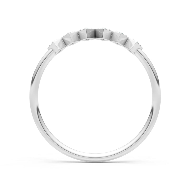 Round Gemstone Dainty Hex Station Band