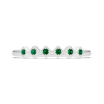 Round Gemstone Dainty Hex Station Band
