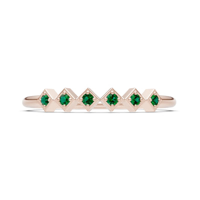 Round Gemstone Dainty Hex Station Band