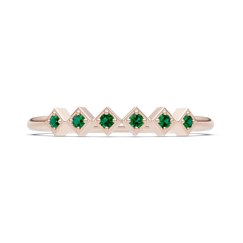 Round Gemstone Dainty Hex Station Band