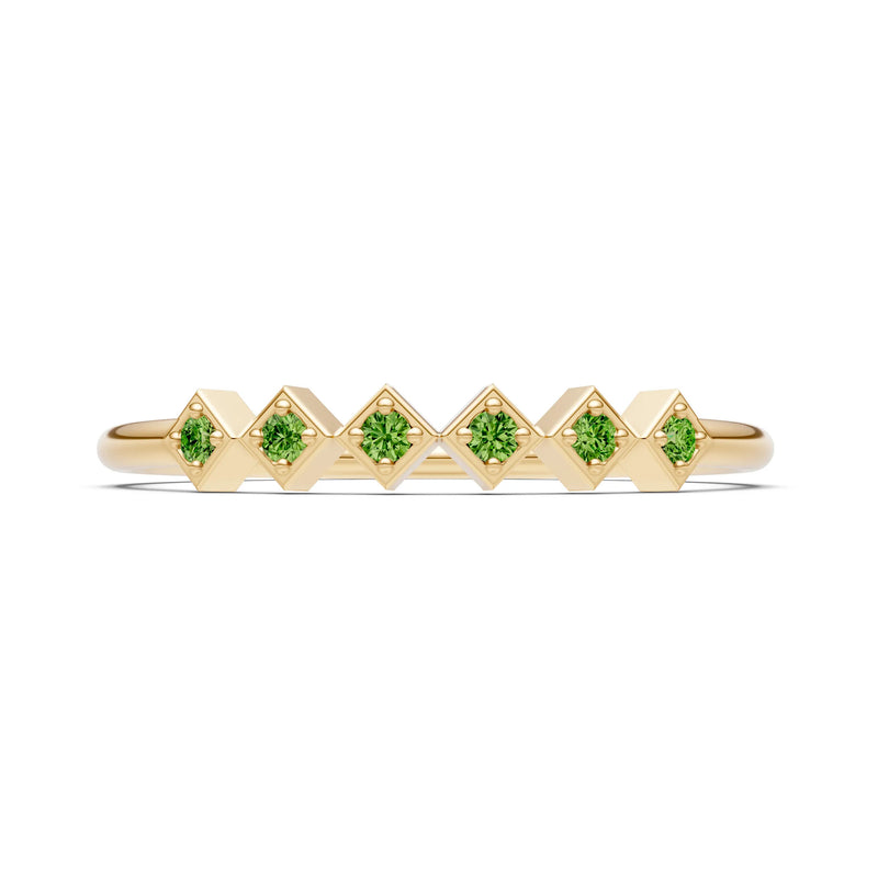 Round Gemstone Dainty Hex Station Band