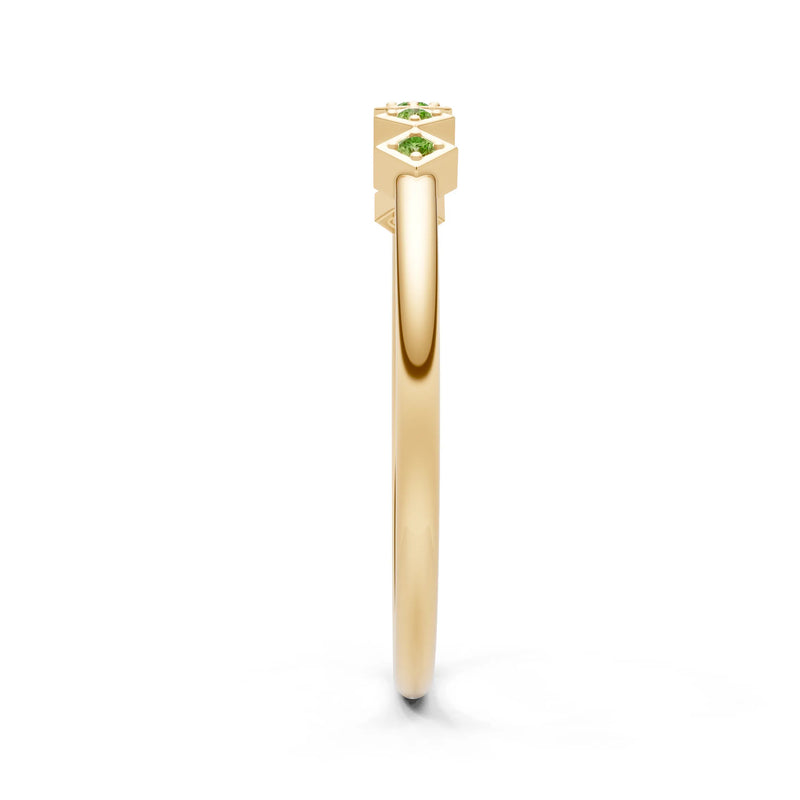 Round Gemstone Dainty Hex Station Band