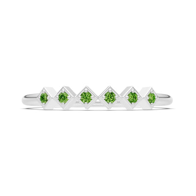 Round Gemstone Dainty Hex Station Band