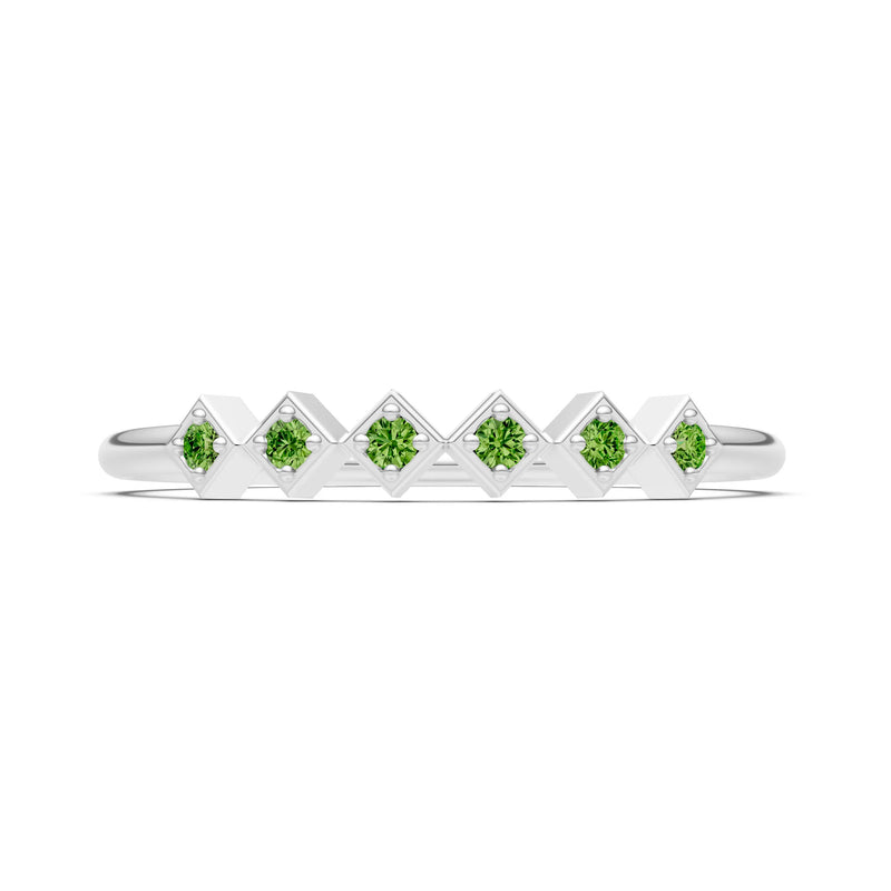 Round Gemstone Dainty Hex Station Band