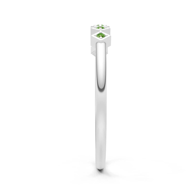 Peridot Dainty Hex Station Round Cut Band