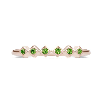 Round Gemstone Dainty Hex Station Band