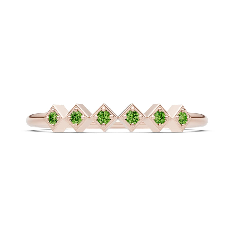 Peridot Dainty Hex Station Round Cut Band
