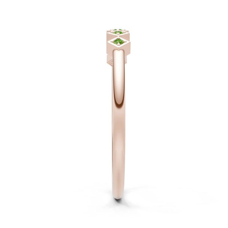 Round Gemstone Dainty Hex Station Band