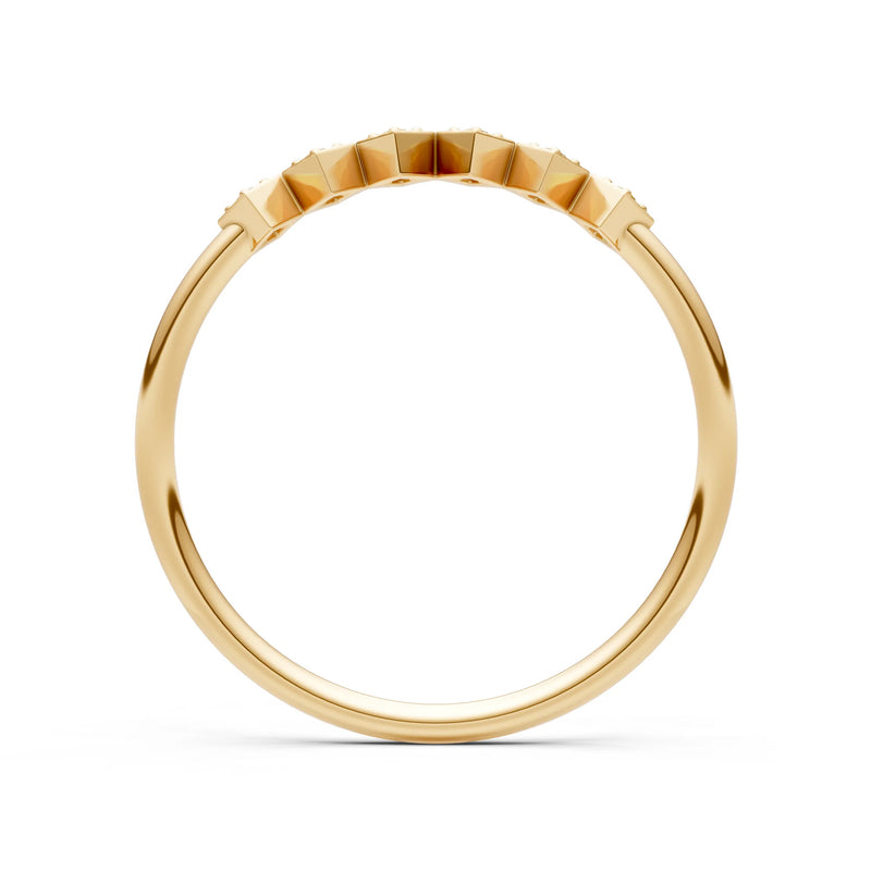 Round Gemstone Dainty Hex Station Band