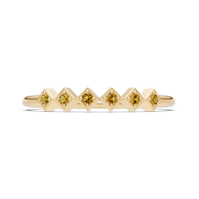 Round Gemstone Dainty Hex Station Band