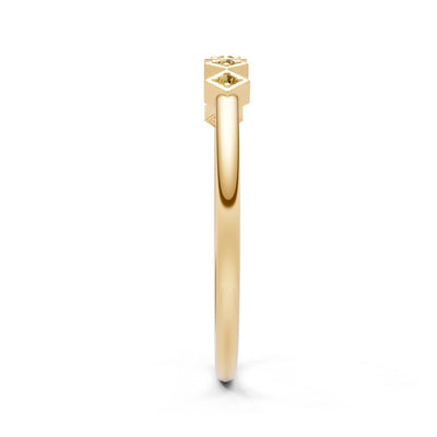 Round Gemstone Dainty Hex Station Band