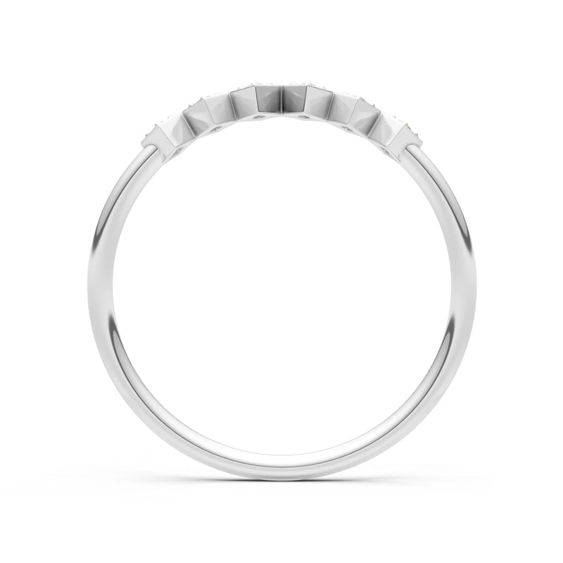 Round Gemstone Dainty Hex Station Band