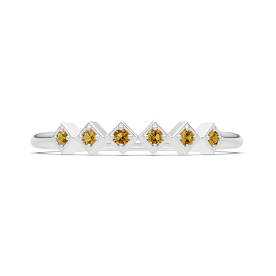Round Gemstone Dainty Hex Station Band
