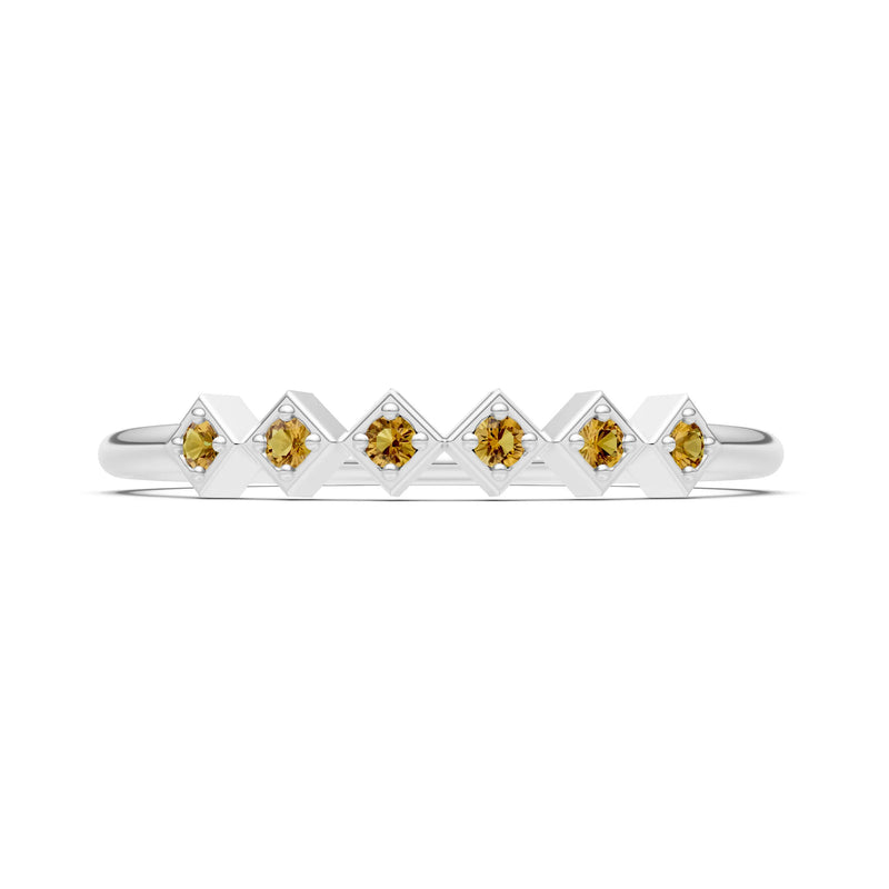 Round Gemstone Dainty Hex Station Band