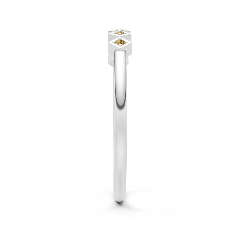 Round Gemstone Dainty Hex Station Band