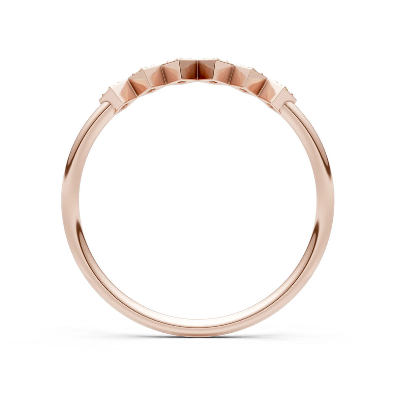 Round Gemstone Dainty Hex Station Band