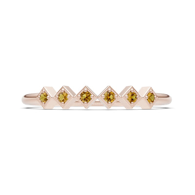 Round Gemstone Dainty Hex Station Band