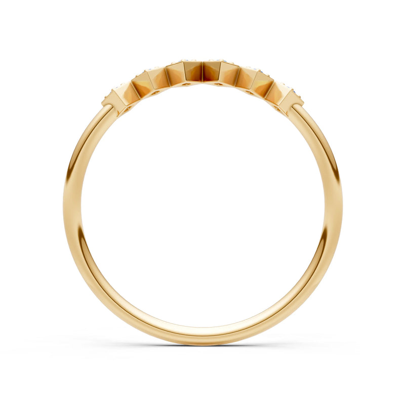 Round Gemstone Dainty Hex Station Band