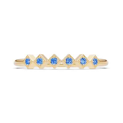 Round Gemstone Dainty Hex Station Band