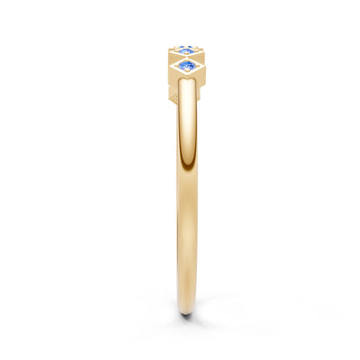 Round Gemstone Dainty Hex Station Band
